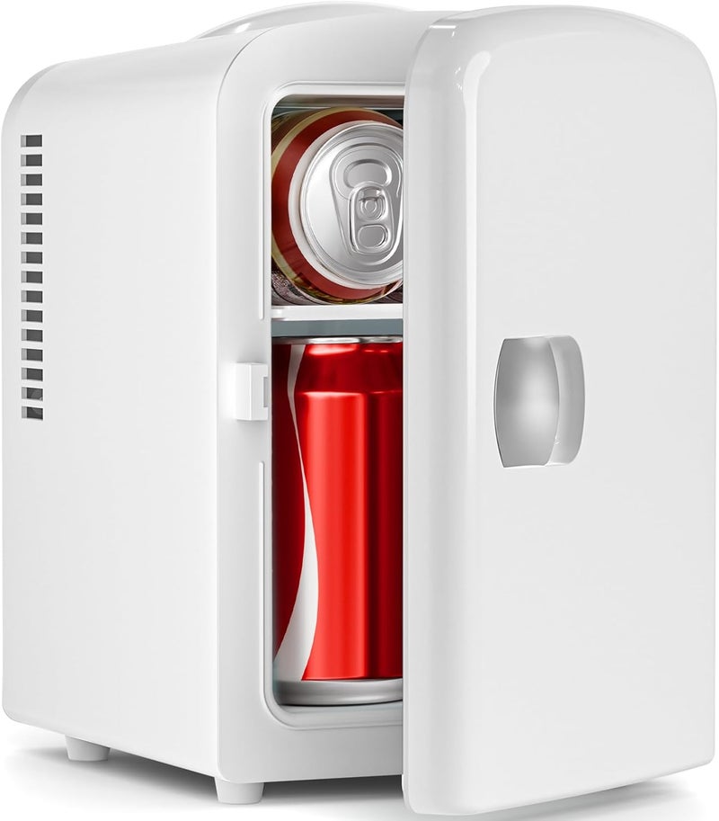 Electactic Compact Refrigerator, Portable Mini Fridge, Skin Care 4L Capacity/6 Cans, for Bedroom, Car, Office & Dorm, Small Cooler for Cosmetics, Beverage and Food, White - Image 1